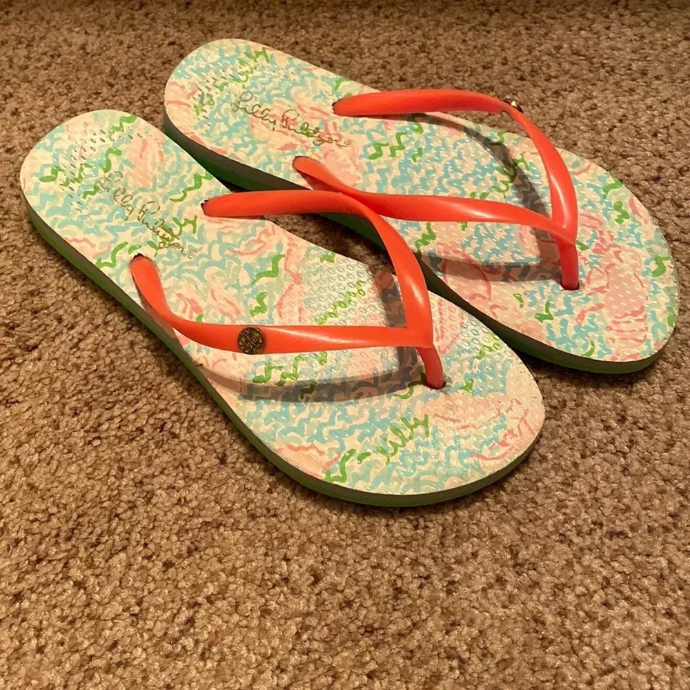 Lilly Pulitzer Pool Flip Flops in Spa Blue